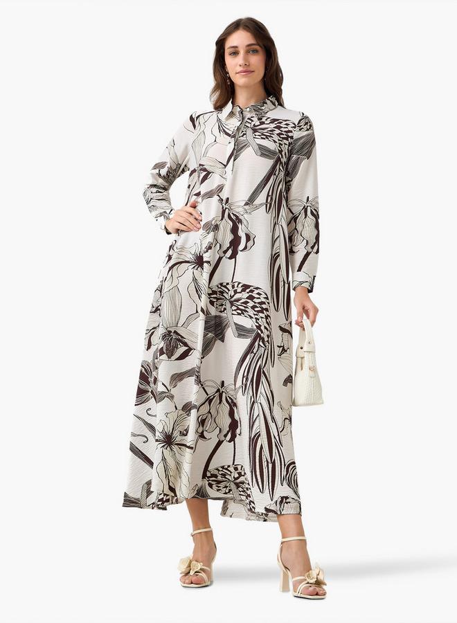 Iconic Printed Women Shirt Dress with Concealed Placket - Image 3